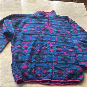 Vibrant Blue and Pink Geometric Pattern Jacket